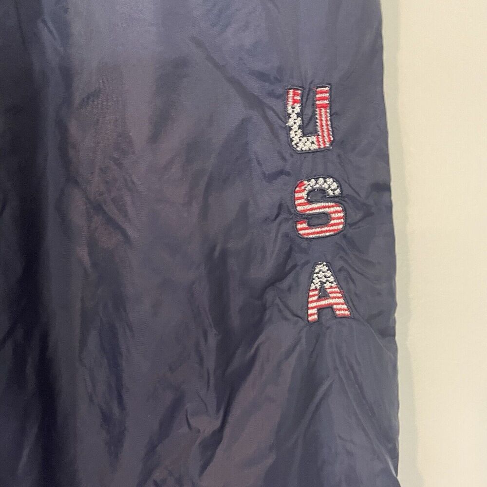 VTG USA Embroidered Windbreaker Track Pants Large Navy Blue Lined Olympics - Picture 2 of 9